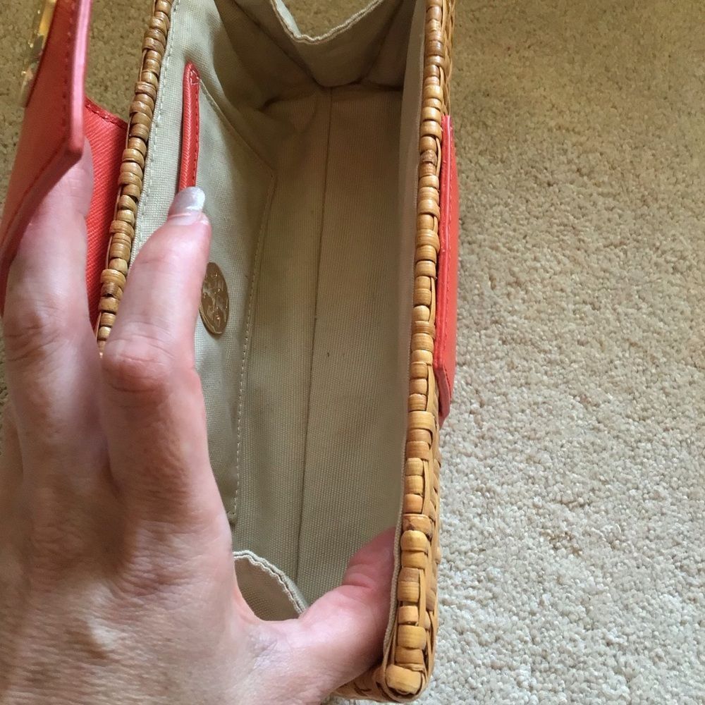 Tory Burch Orange Wicker Rattan Clutch - Picture 8 of 9